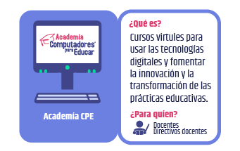 Cursos virtuales para usar las tecnologías  digitales y fomentar  la innovación y la  transformación de las prácticas educativas. 